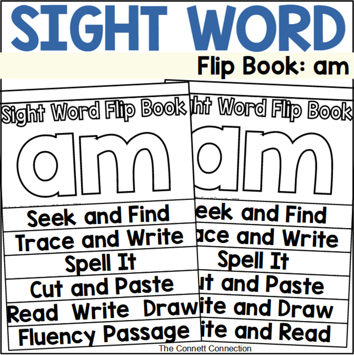 An educational teaching resource from The Connett Connection entitled Sight Word Flip Book: am downloadable at Teach Simple.