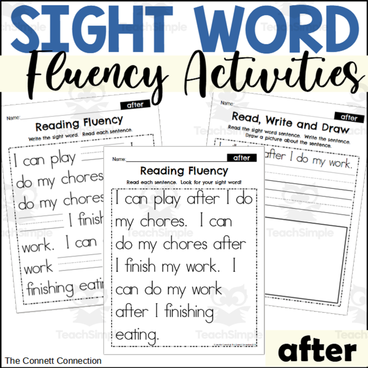 An educational teaching resource from The Connett Connection entitled Sight Word Fluency Packet - after downloadable at Teach Simple.