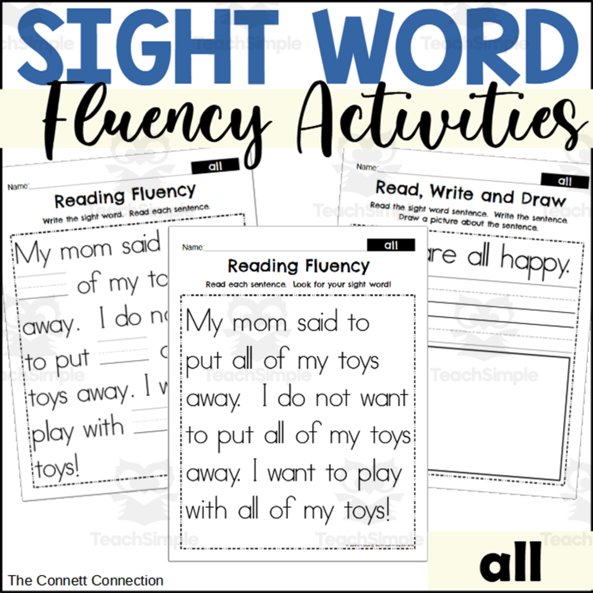 An educational teaching resource from The Connett Connection entitled Sight Word Fluency Packet - all downloadable at Teach Simple.