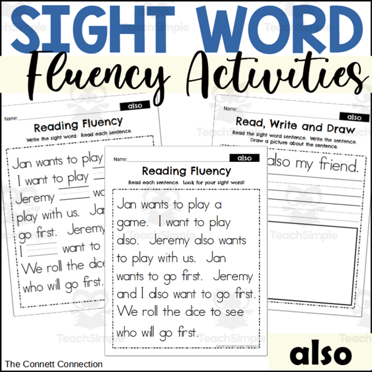 An educational teaching resource from The Connett Connection entitled Sight Word Fluency Packet - also downloadable at Teach Simple.