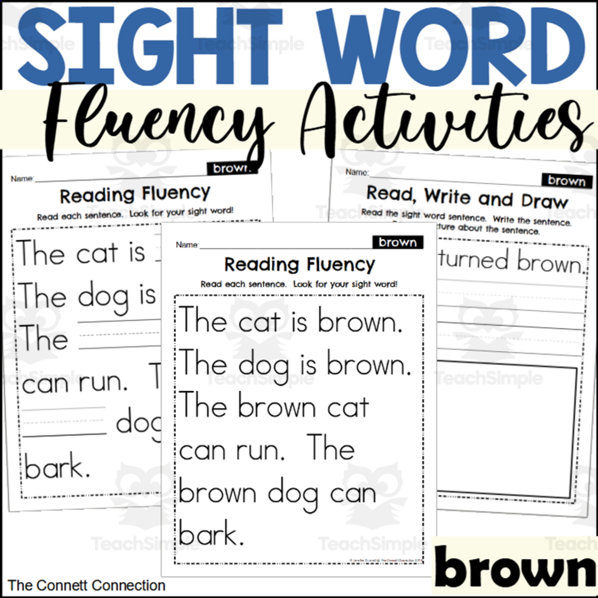 An educational teaching resource from The Connett Connection entitled Sight Word Fluency Packet - brown downloadable at Teach Simple.
