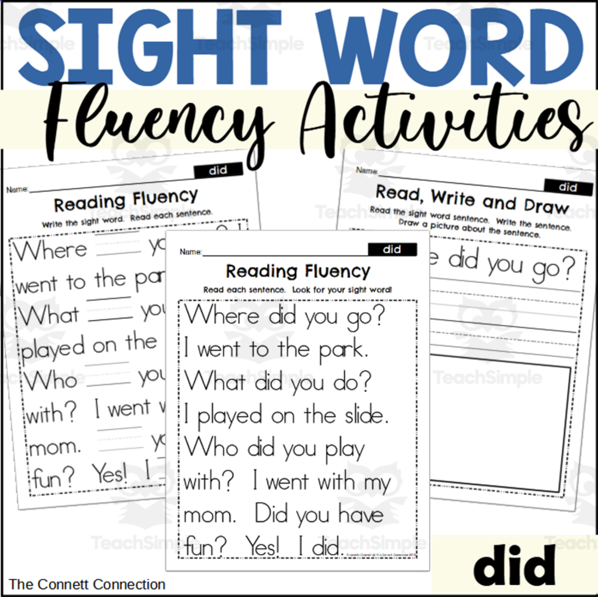 An educational teaching resource from The Connett Connection entitled Sight Word Fluency Packet - did downloadable at Teach Simple.