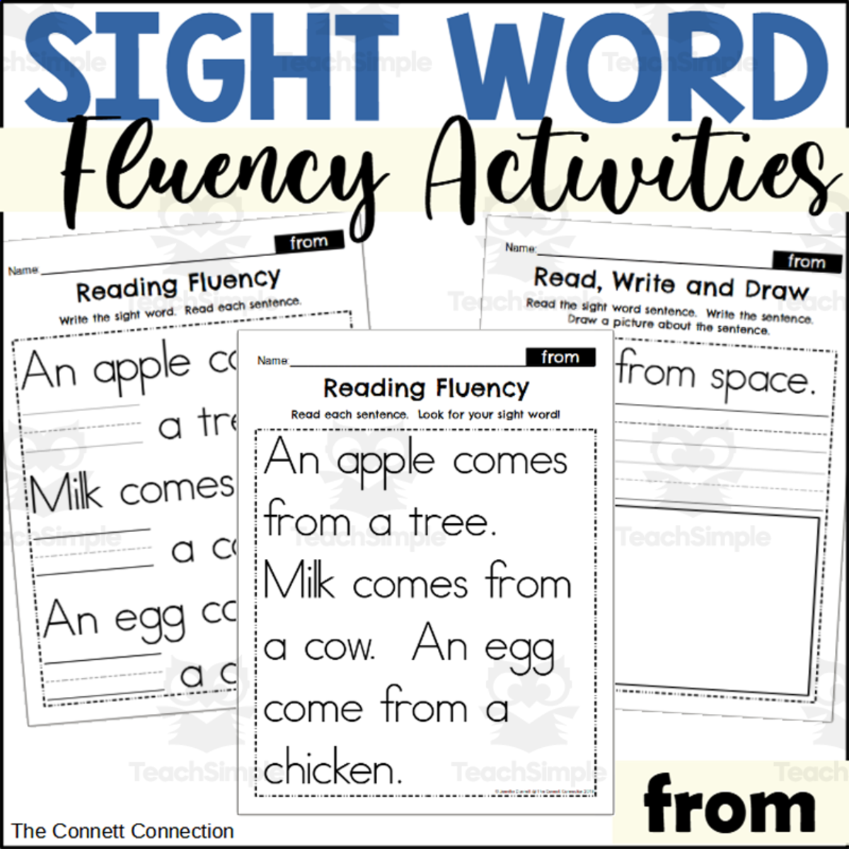 An educational teaching resource from The Connett Connection entitled Sight Word Fluency Packet - from downloadable at Teach Simple.