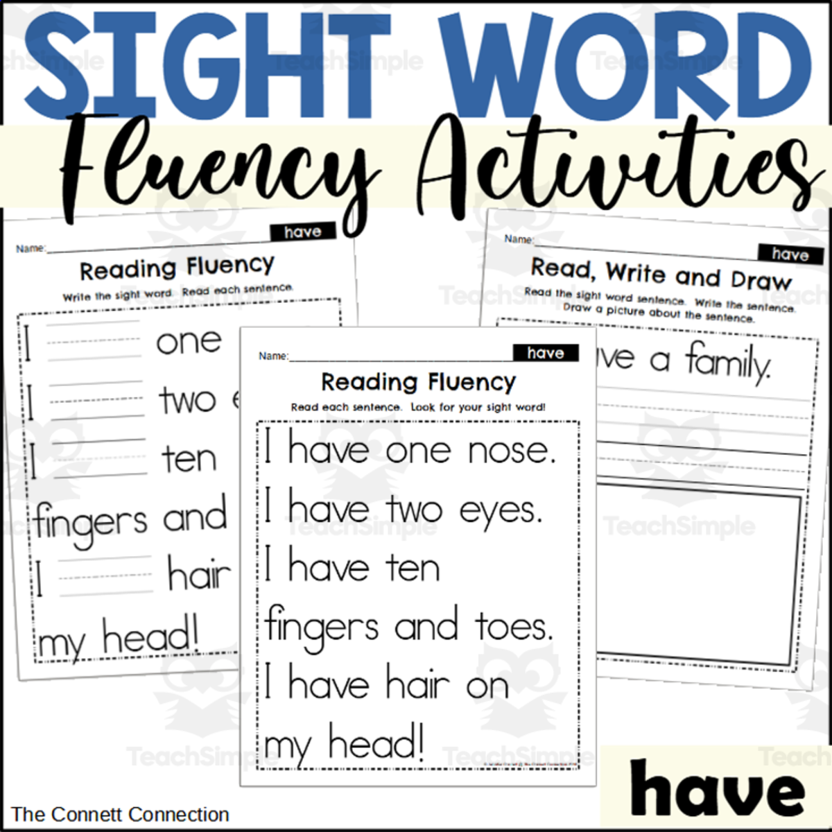 An educational teaching resource from The Connett Connection entitled Sight Word Fluency Packet - have downloadable at Teach Simple.