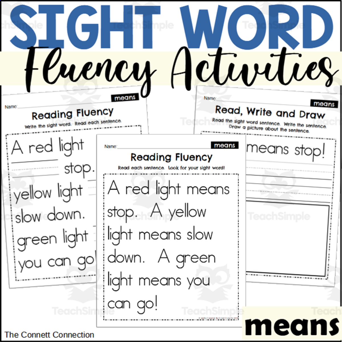 An educational teaching resource from The Connett Connection entitled Sight Word Fluency Packet - means downloadable at Teach Simple.
