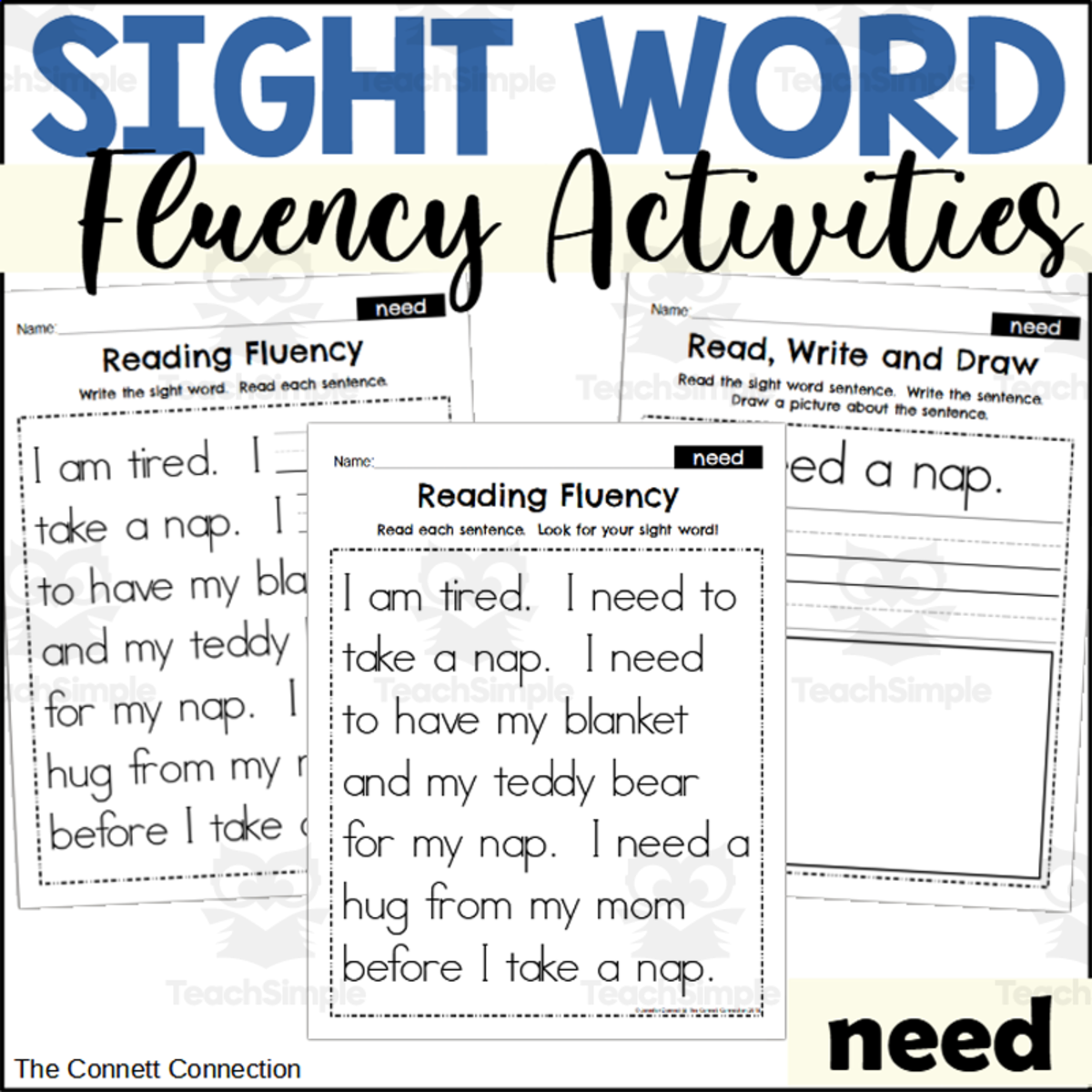 An educational teaching resource from The Connett Connection entitled Sight Word Fluency Packet - need downloadable at Teach Simple.