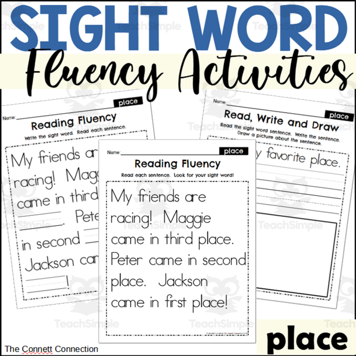 An educational teaching resource from The Connett Connection entitled Sight Word Fluency Packet - place downloadable at Teach Simple.