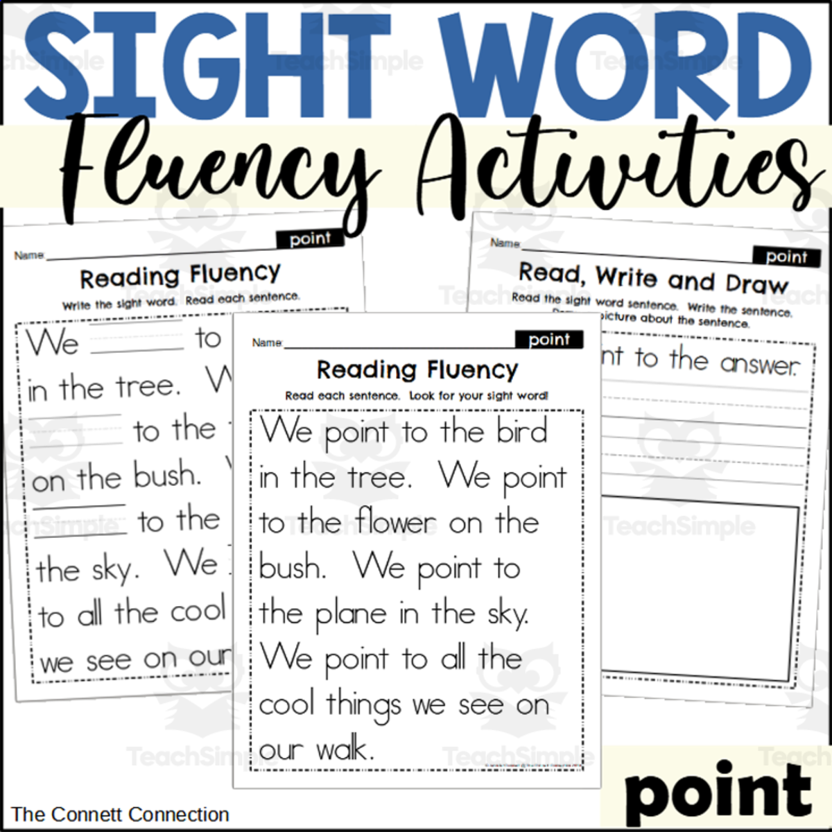 An educational teaching resource from The Connett Connection entitled Sight Word Fluency Packet - point downloadable at Teach Simple.