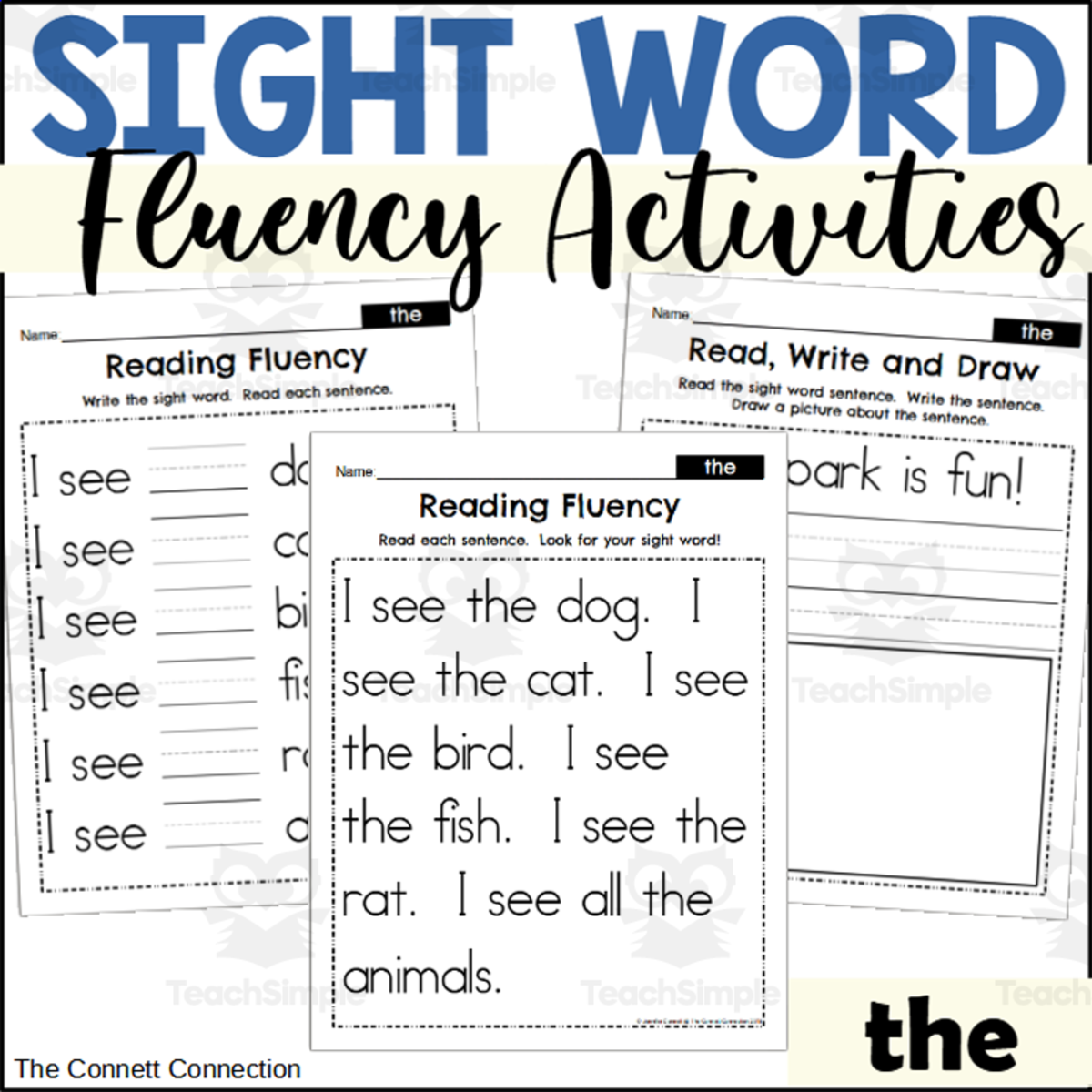 An educational teaching resource from The Connett Connection entitled Sight Word Fluency Packet - the downloadable at Teach Simple.