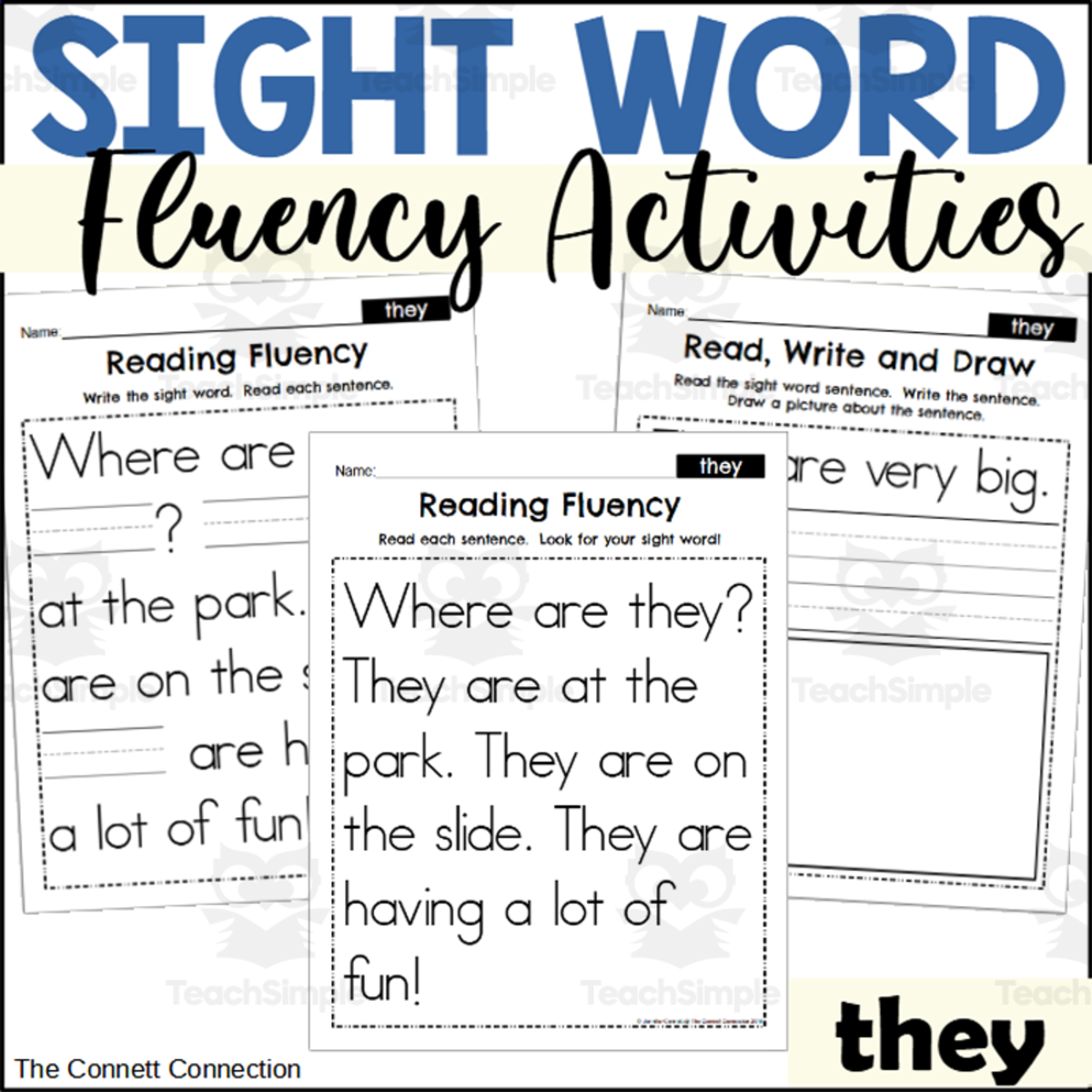 An educational teaching resource from The Connett Connection entitled Sight Word Fluency Packet - they downloadable at Teach Simple.