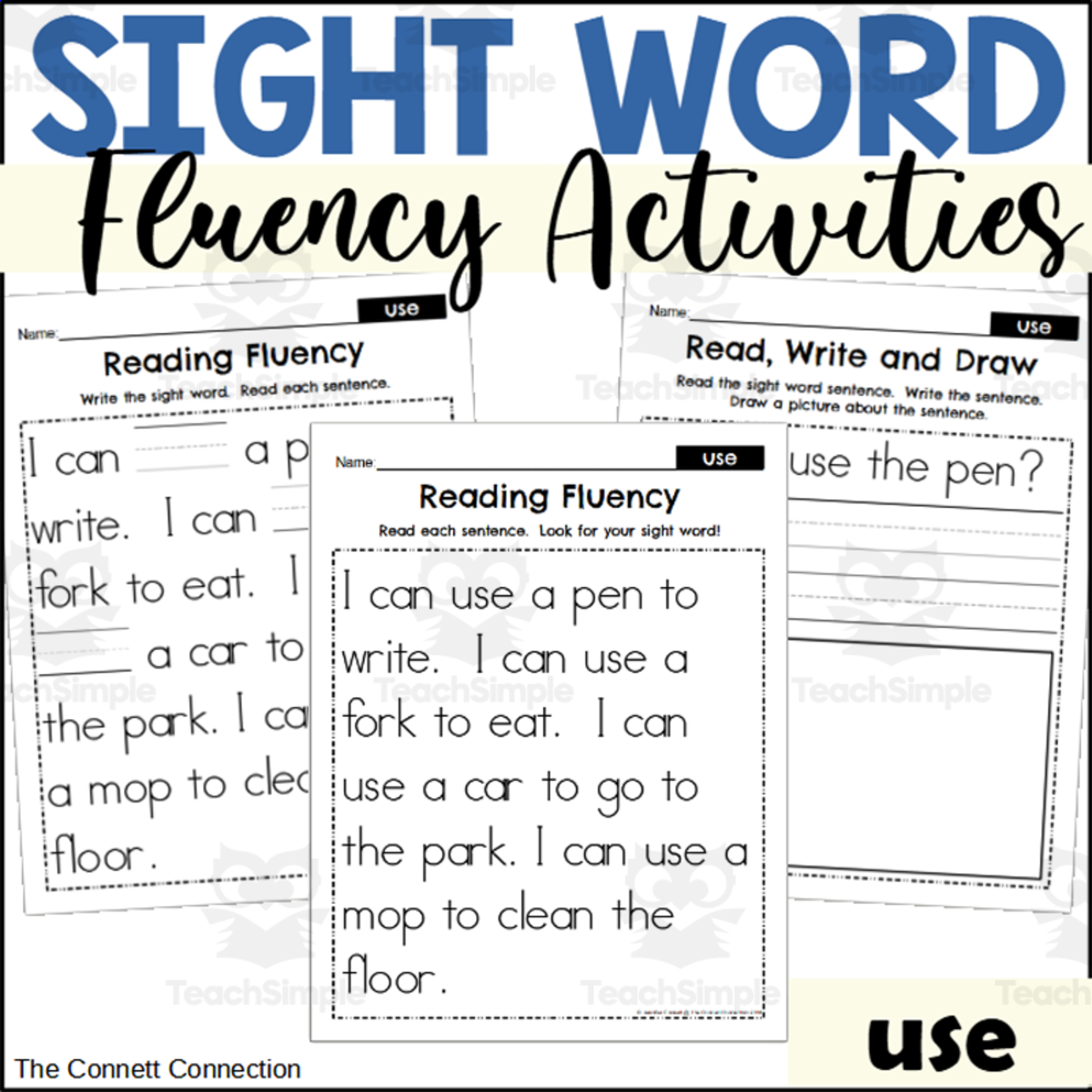 An educational teaching resource from The Connett Connection entitled Sight Word Fluency Packet - use downloadable at Teach Simple.