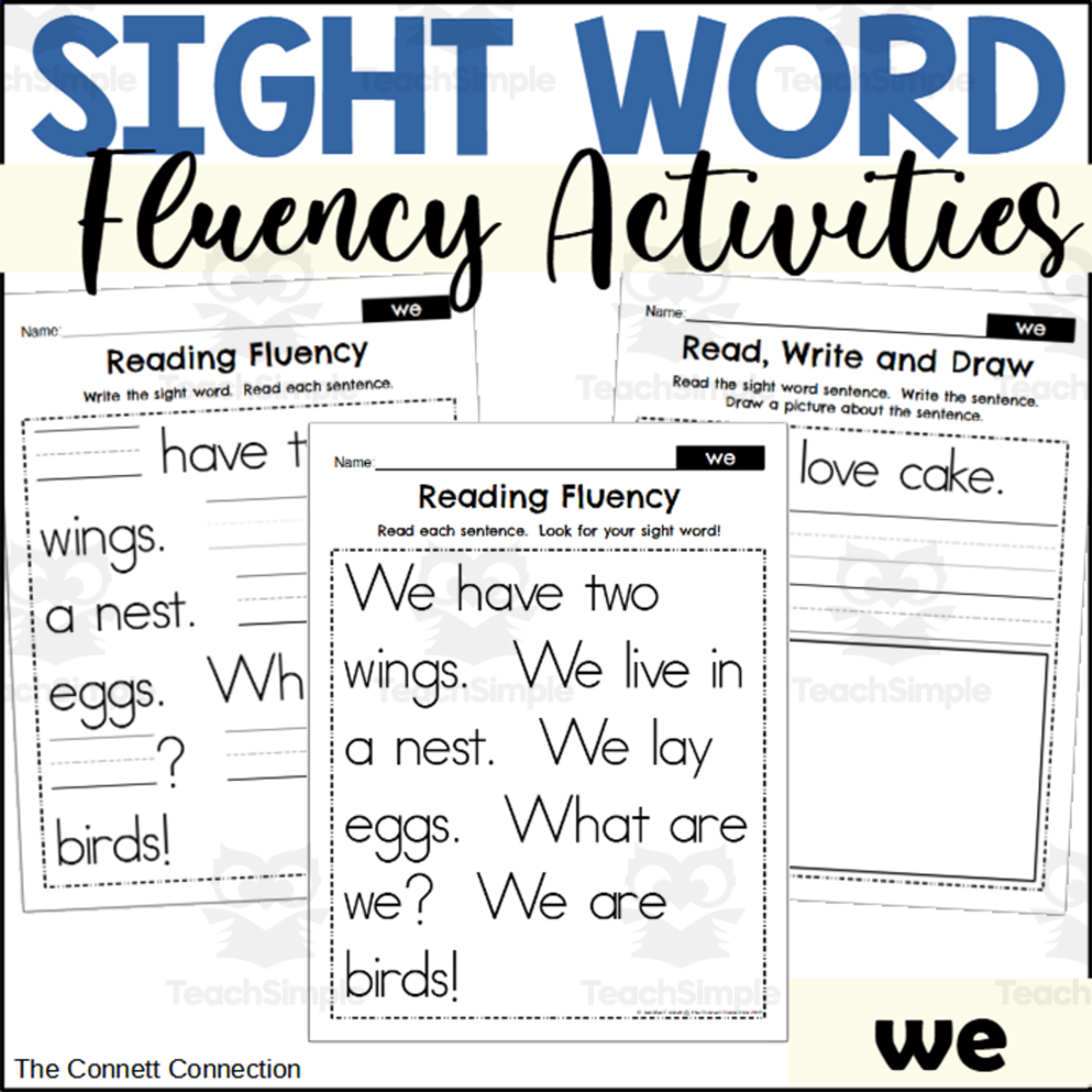 An educational teaching resource from The Connett Connection entitled Sight Word Fluency Packet - we downloadable at Teach Simple.