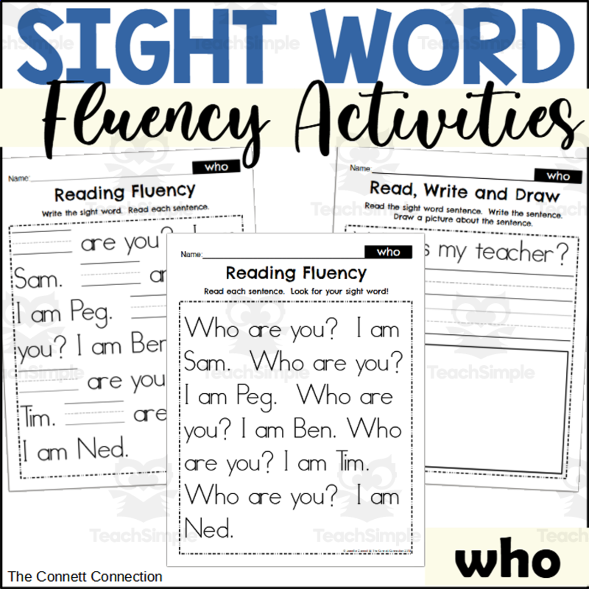An educational teaching resource from The Connett Connection entitled Sight Word Fluency Packet - who downloadable at Teach Simple.