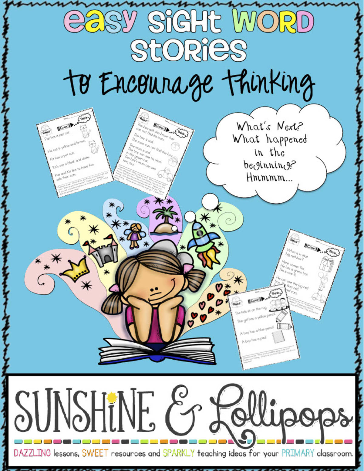An educational teaching resource from Sunshine and Lollipops entitled Sight Word Stories to Encourage Thinking Skills for Guided Reading downloadable at Teach Simple.