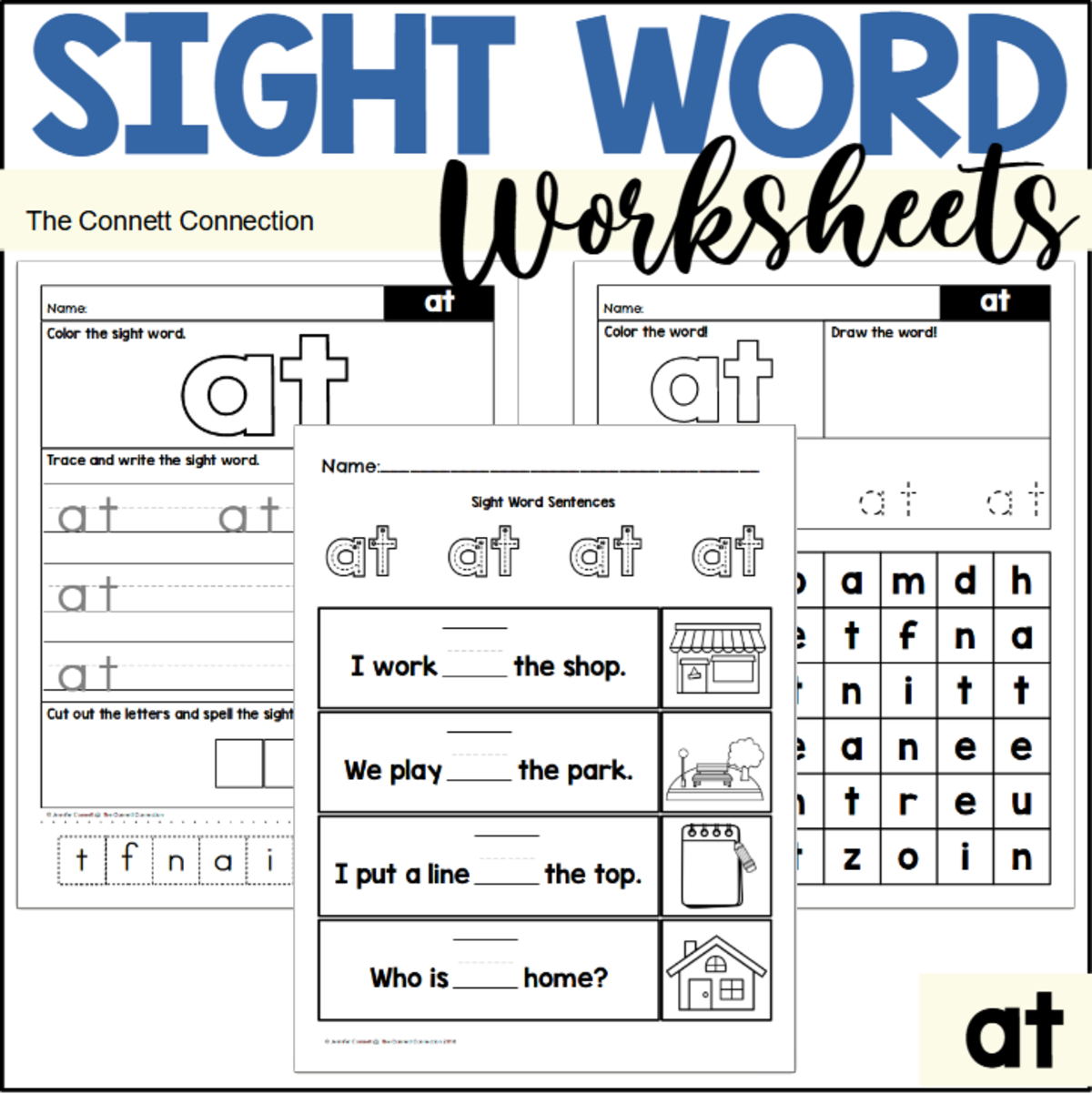 An educational teaching resource from The Connett Connection entitled Sight Word Worksheets: at downloadable at Teach Simple.