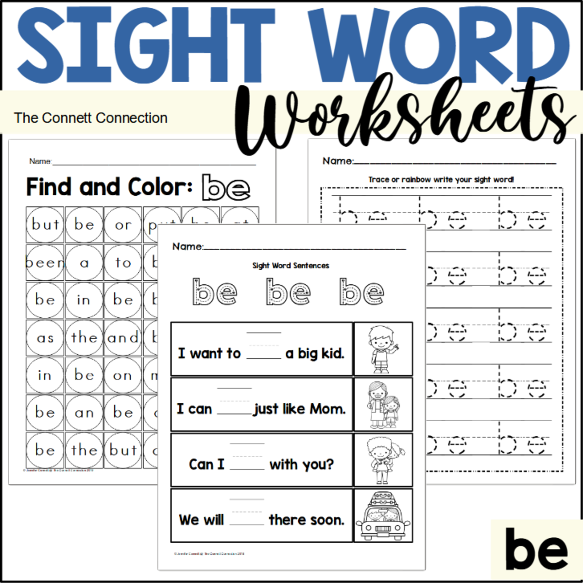 An educational teaching resource from The Connett Connection entitled Sight Word Worksheets: be downloadable at Teach Simple.