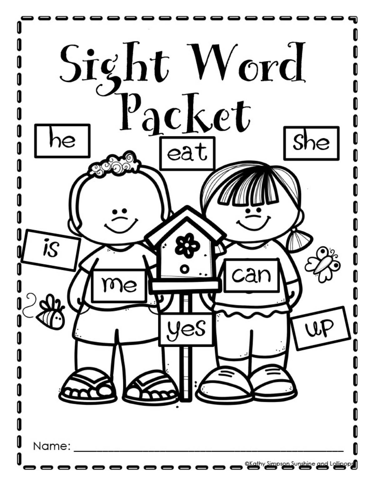An educational teaching resource from Sunshine and Lollipops entitled Sight Word Worksheets First 200 Most Common Sight Words downloadable at Teach Simple.