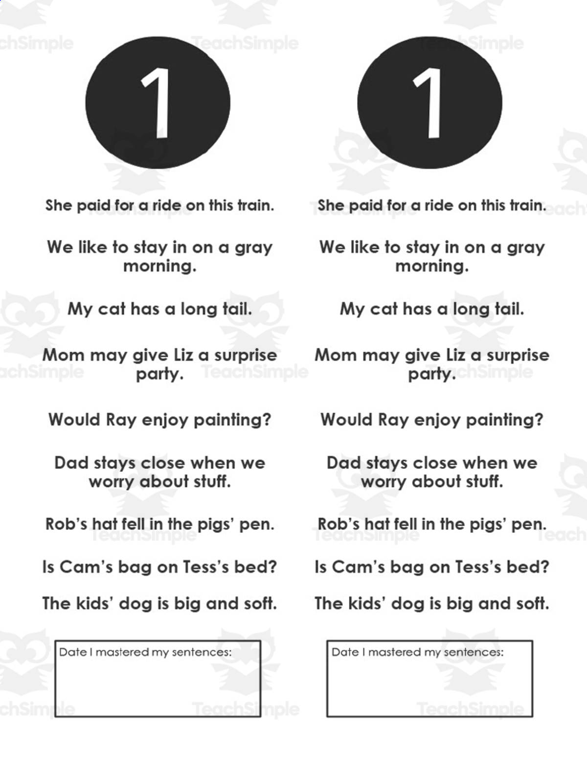 An educational teaching resource from Sarah Sorensen entitled Sight Words + Fluency Sentences Booklet | 1st Grade Reading Street Unit 4 downloadable at Teach Simple.