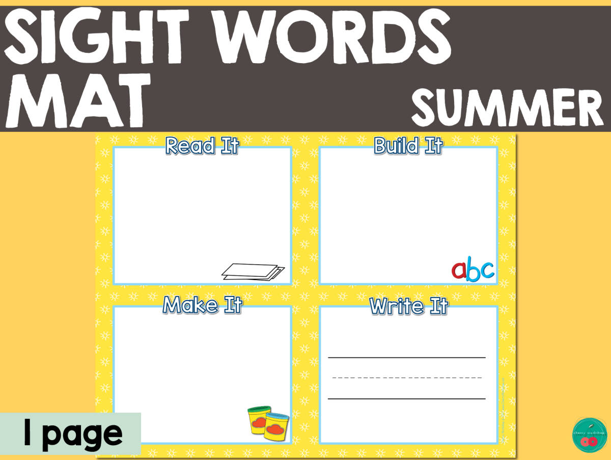 An educational teaching resource from Cherry Workshop entitled Sight Words Mat - Summer downloadable at Teach Simple.