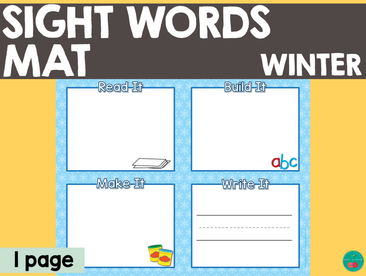 An educational teaching resource from Cherry Workshop entitled Sight Words Mat - Winter downloadable at Teach Simple.