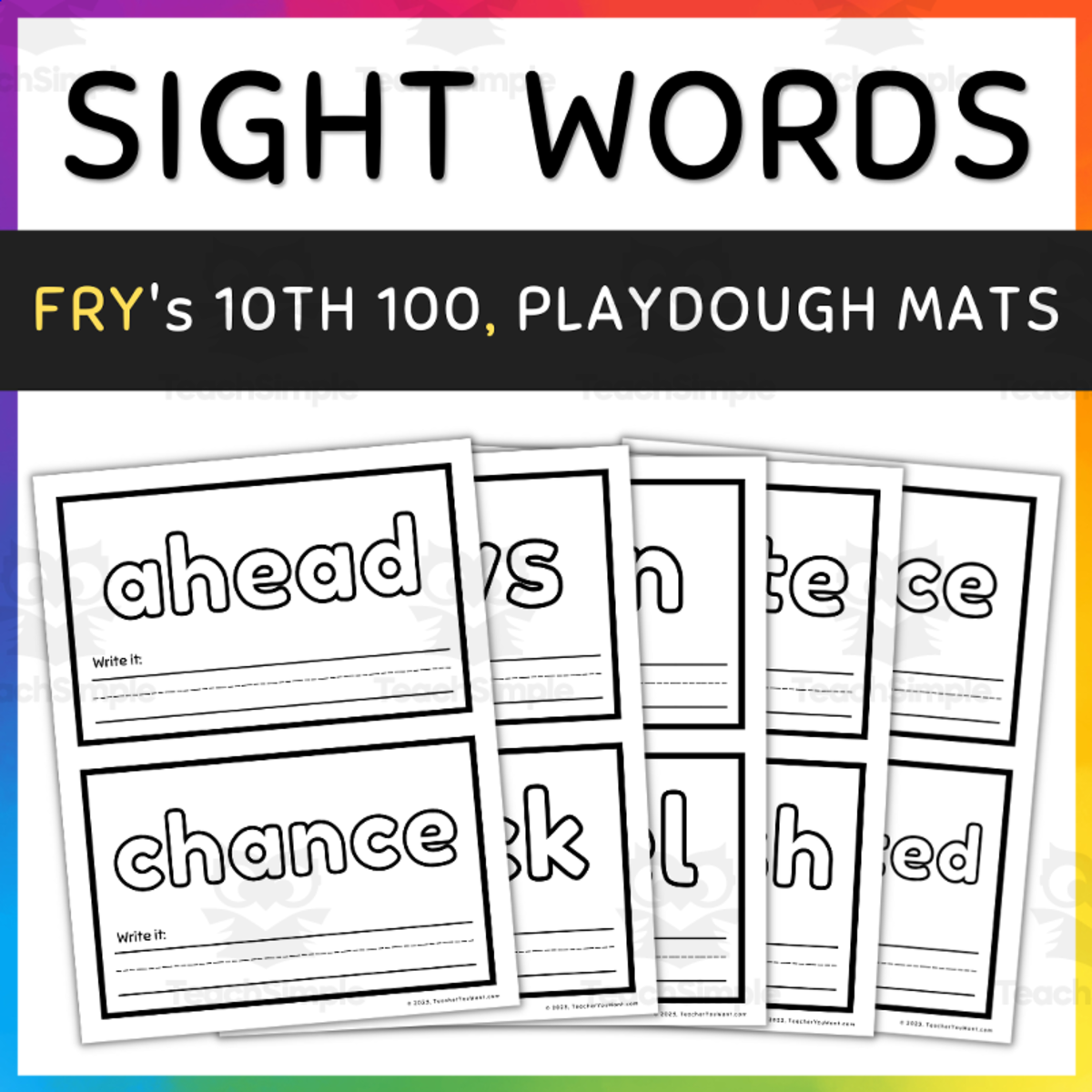 An educational teaching resource from TeacherYouWant entitled Sight Words Playdough Mat- Fry's 10th 100, Sight Words Practice & Activities downloadable at Teach Simple.