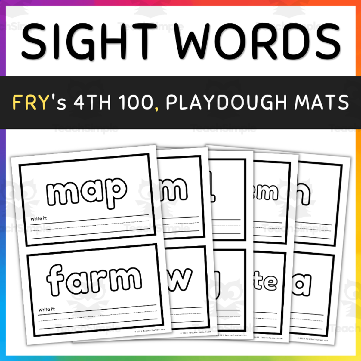 An educational teaching resource from TeacherYouWant entitled Sight Words Playdough Mat- Fry's 4th 100, Sight Words Practice & Activities downloadable at Teach Simple.