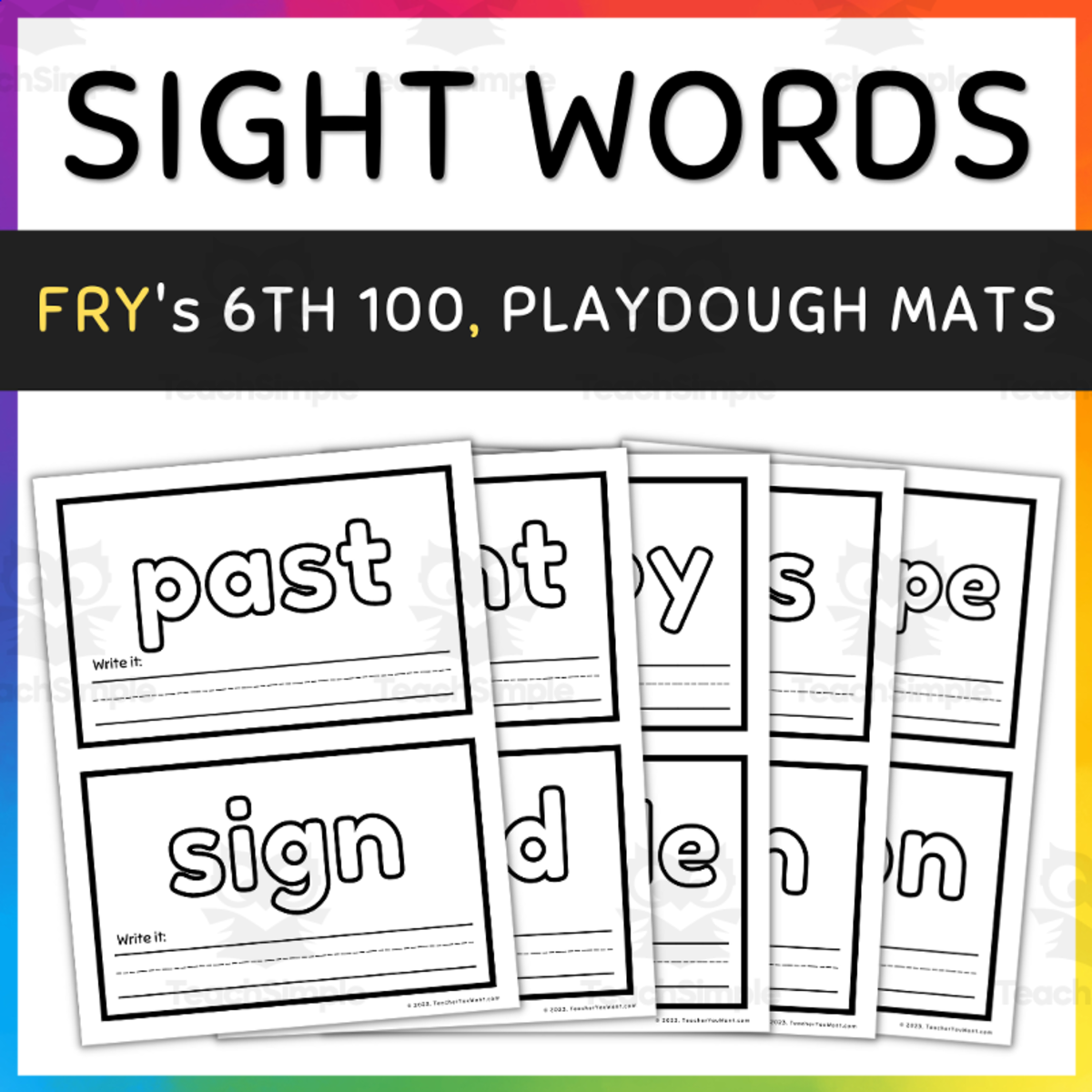 An educational teaching resource from TeacherYouWant entitled Sight Words Playdough Mat- Fry's 6th 100, Sight Words Practice & Activities downloadable at Teach Simple.