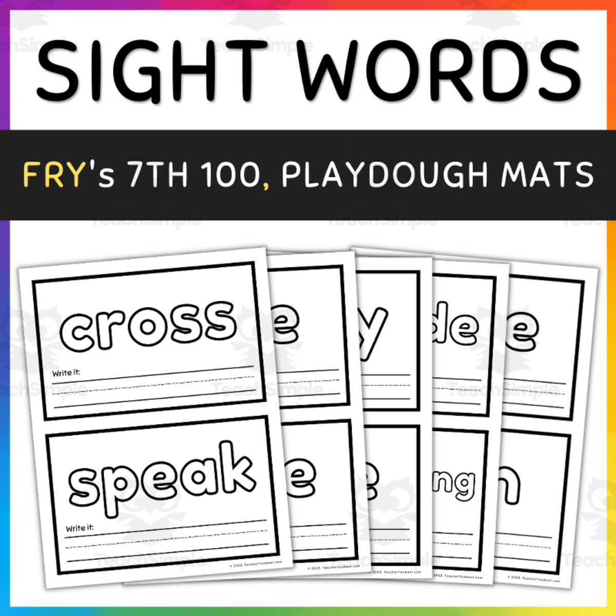 An educational teaching resource from TeacherYouWant entitled Sight Words Playdough Mat- Fry's 7th 100, Sight Words Practice & Activities downloadable at Teach Simple.