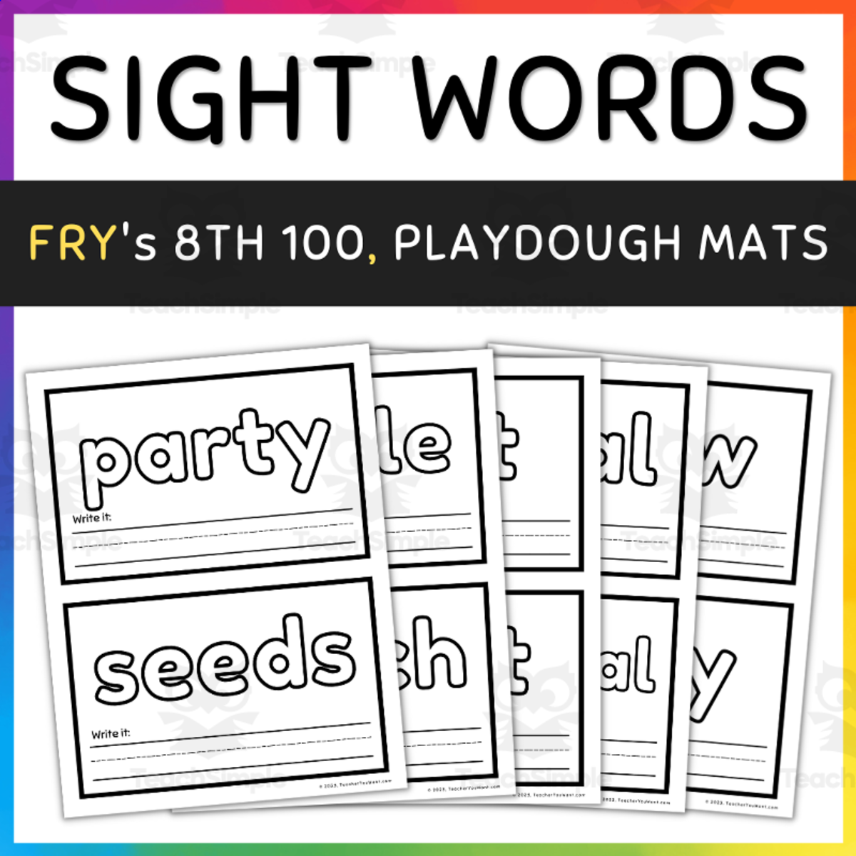 An educational teaching resource from TeacherYouWant entitled Sight Words Playdough Mat- Fry's 8th 100, Sight Words Practice & Activities downloadable at Teach Simple.
