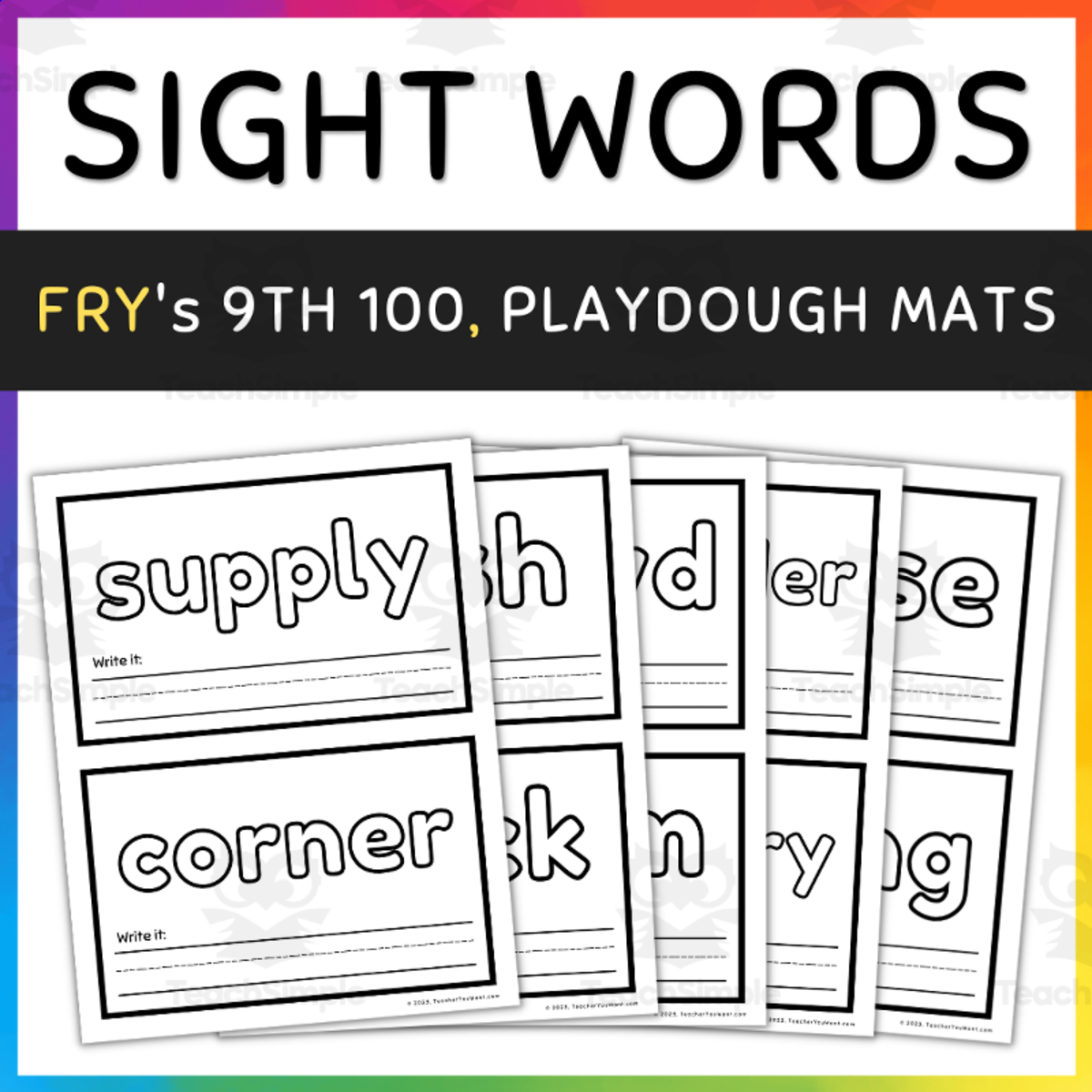 An educational teaching resource from TeacherYouWant entitled Sight Words Playdough Mat- Fry's 9th 100, Sight Words Practice & Activities downloadable at Teach Simple.