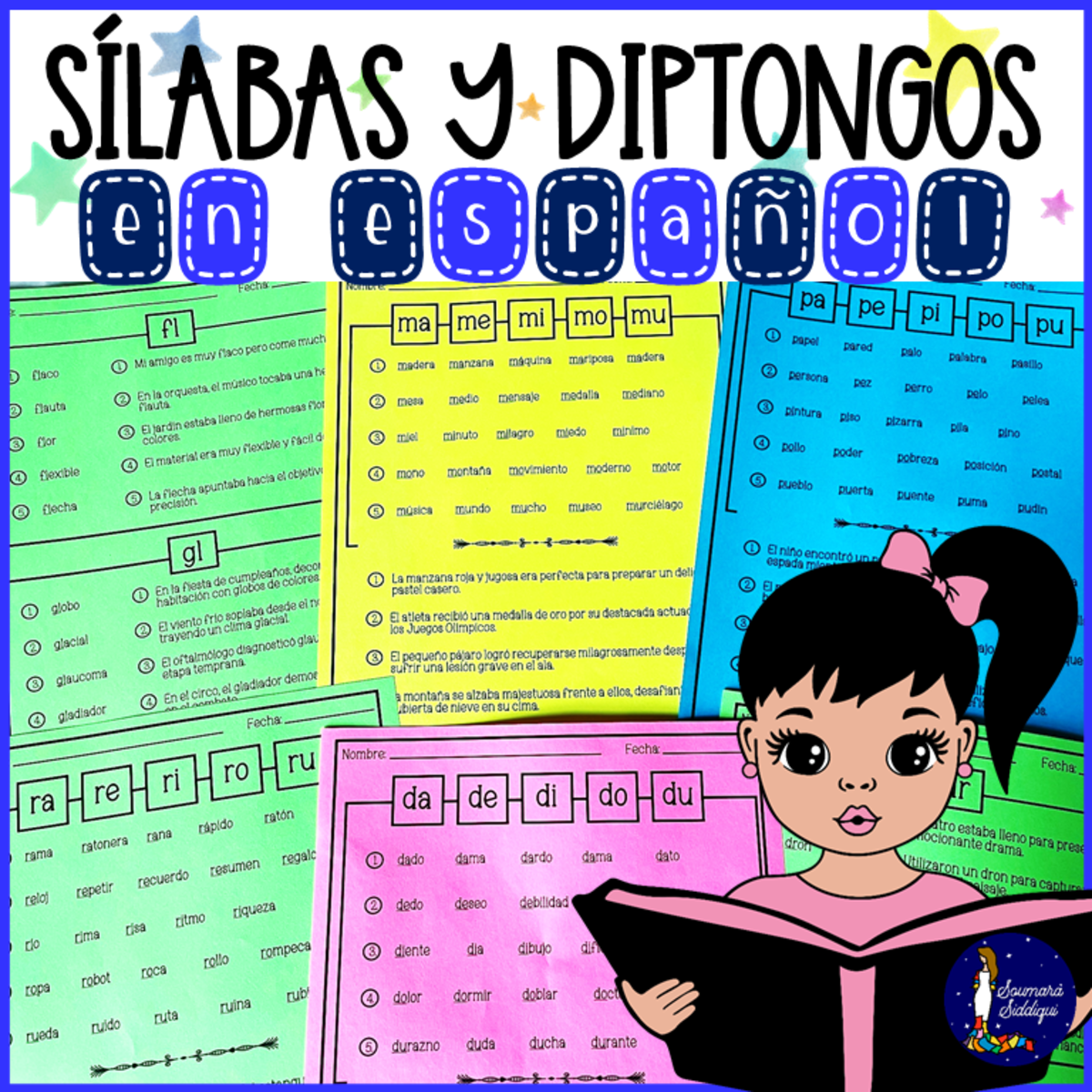 An educational teaching resource from Soumara Siddiqui entitled Sílabas y Diptongos en Español downloadable at Teach Simple.