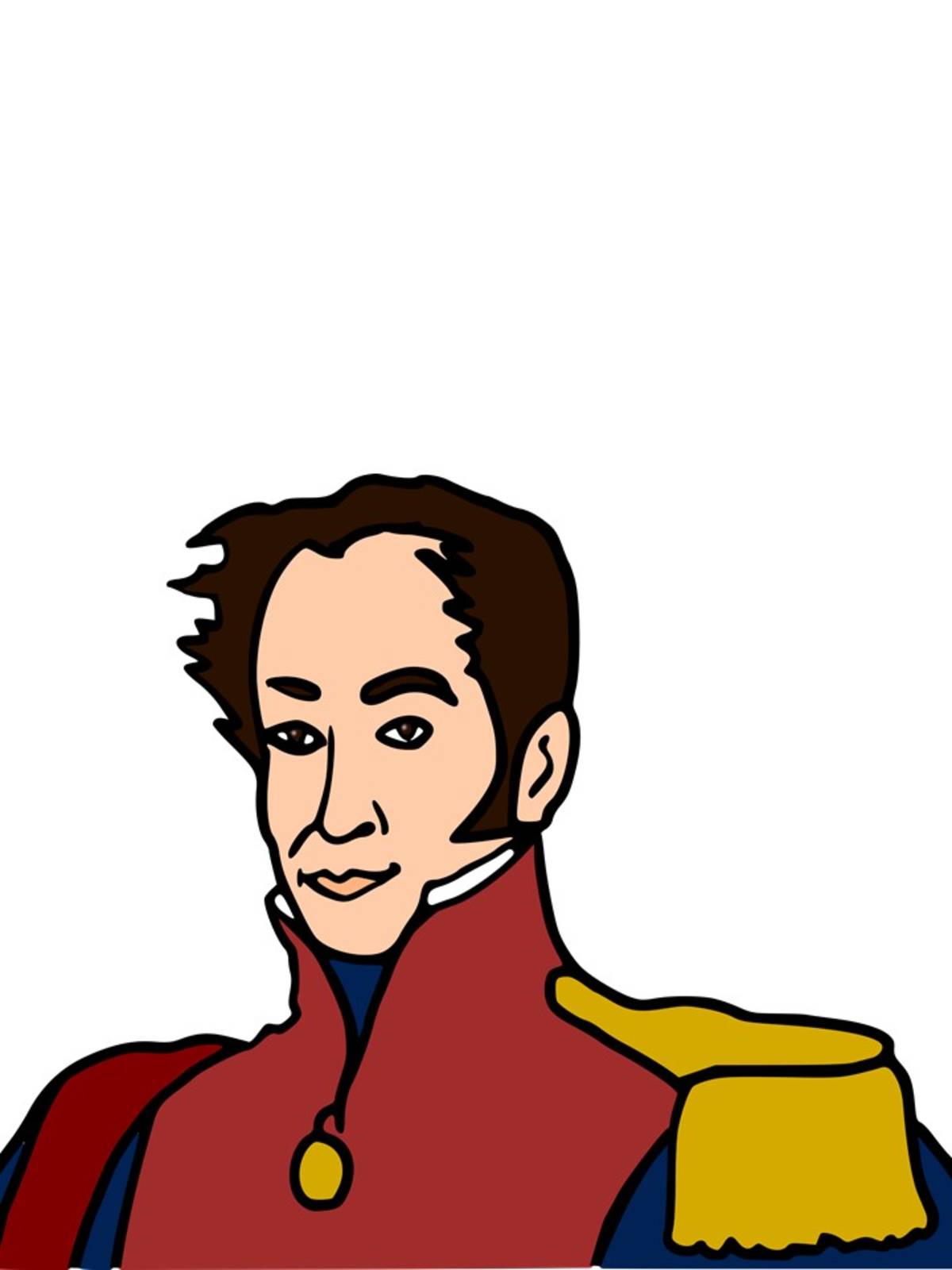 An educational teaching resource from Teacher's Clipart entitled Simon Bolivar Illustration downloadable at Teach Simple.