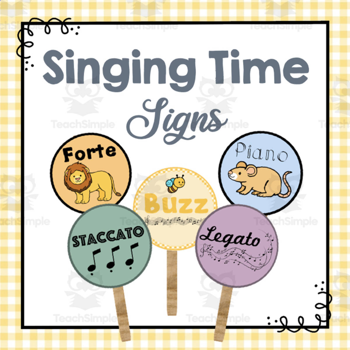 An educational teaching resource from Simply Schoolgirl entitled Singing Time Signs downloadable at Teach Simple.