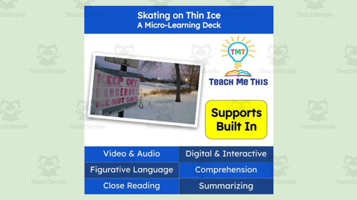 An educational teaching resource from Teach Me This entitled Skating on Thin Ice | Figurative Language Activity | Micro-Learning Deck downloadable at Teach Simple.