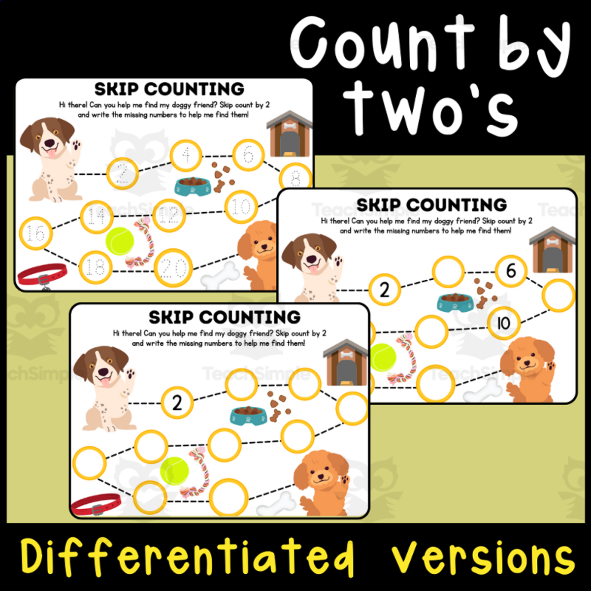 An educational teaching resource from Primary 206 Mix entitled Skip Counting by 2's downloadable at Teach Simple.