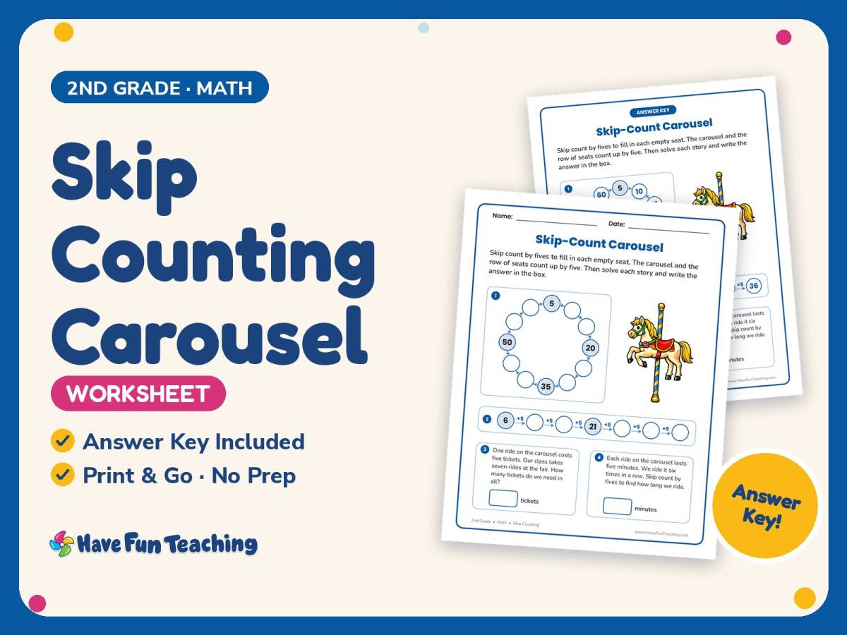 Skip Counting Carousel Worksheet – 2nd Grade Math Practice preview