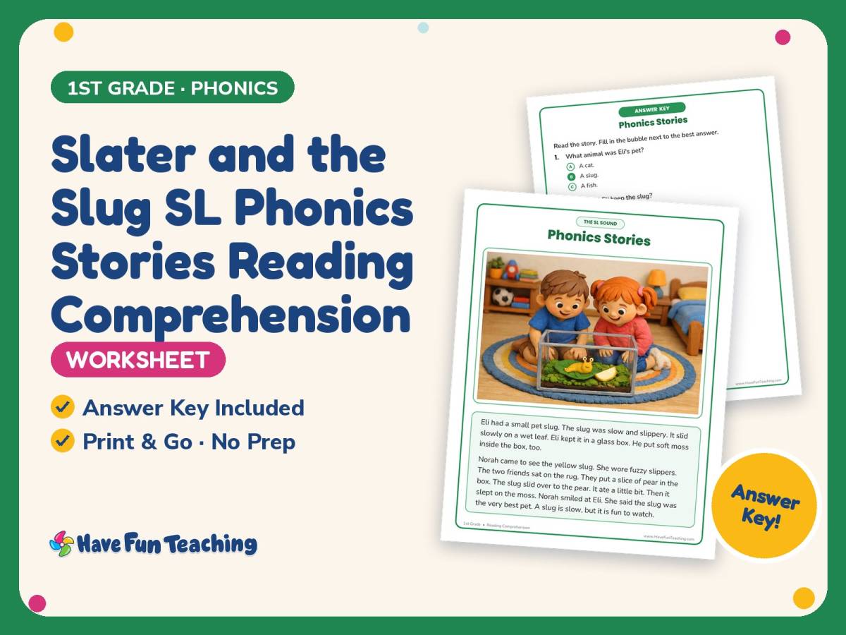 Slater and the Slug SL Phonics Stories Reading Worksheet – 1st Grade preview