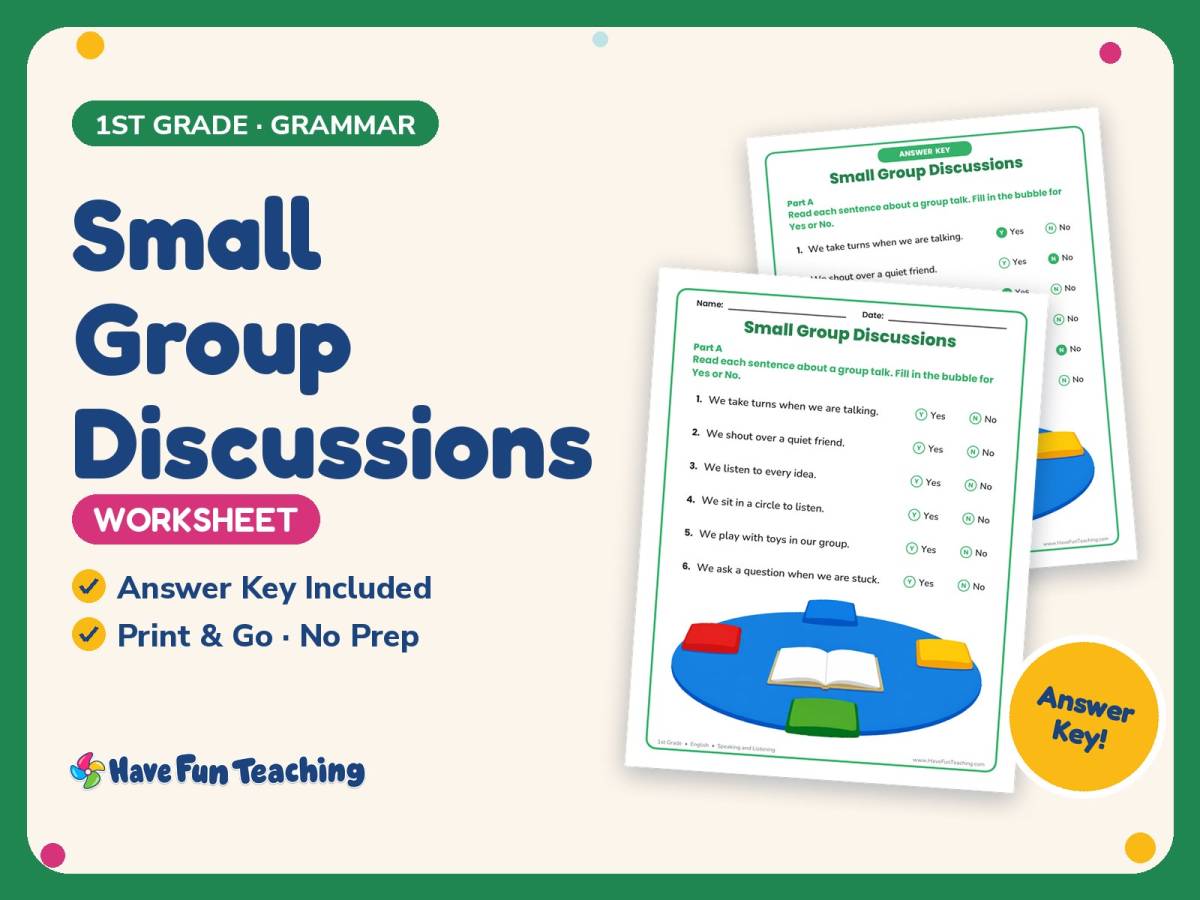 Small Group Discussions Worksheet – 1st Grade Reading Response preview