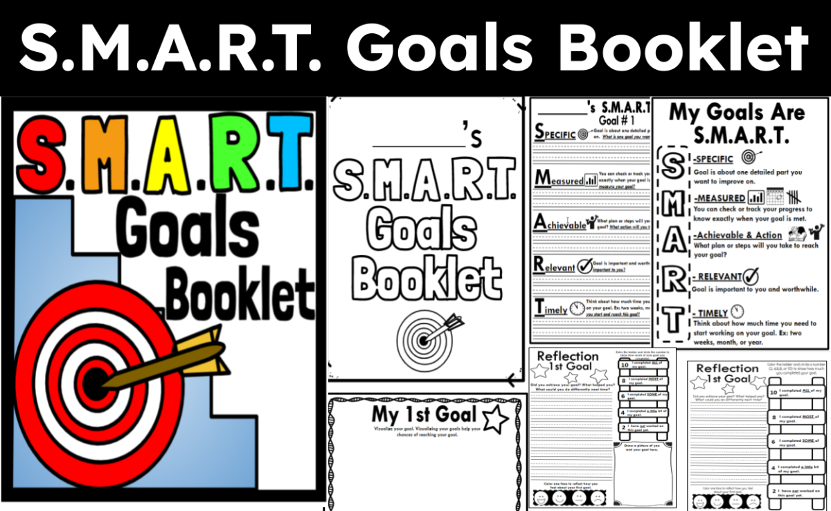 An educational teaching resource from CraftEdPrints entitled S.M.A.R.T. Goals Booklet downloadable at Teach Simple.