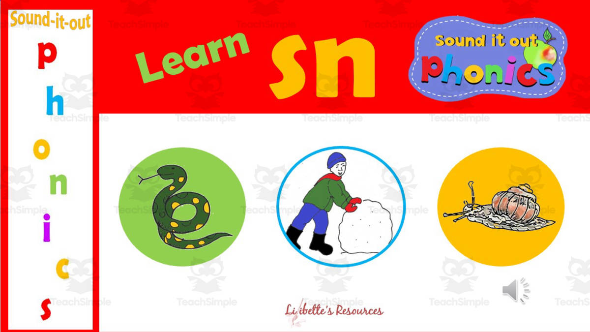 An educational teaching resource from Lilibette's Resources entitled SN Initial Consonant Blends PowerPoint Lesson downloadable at Teach Simple.