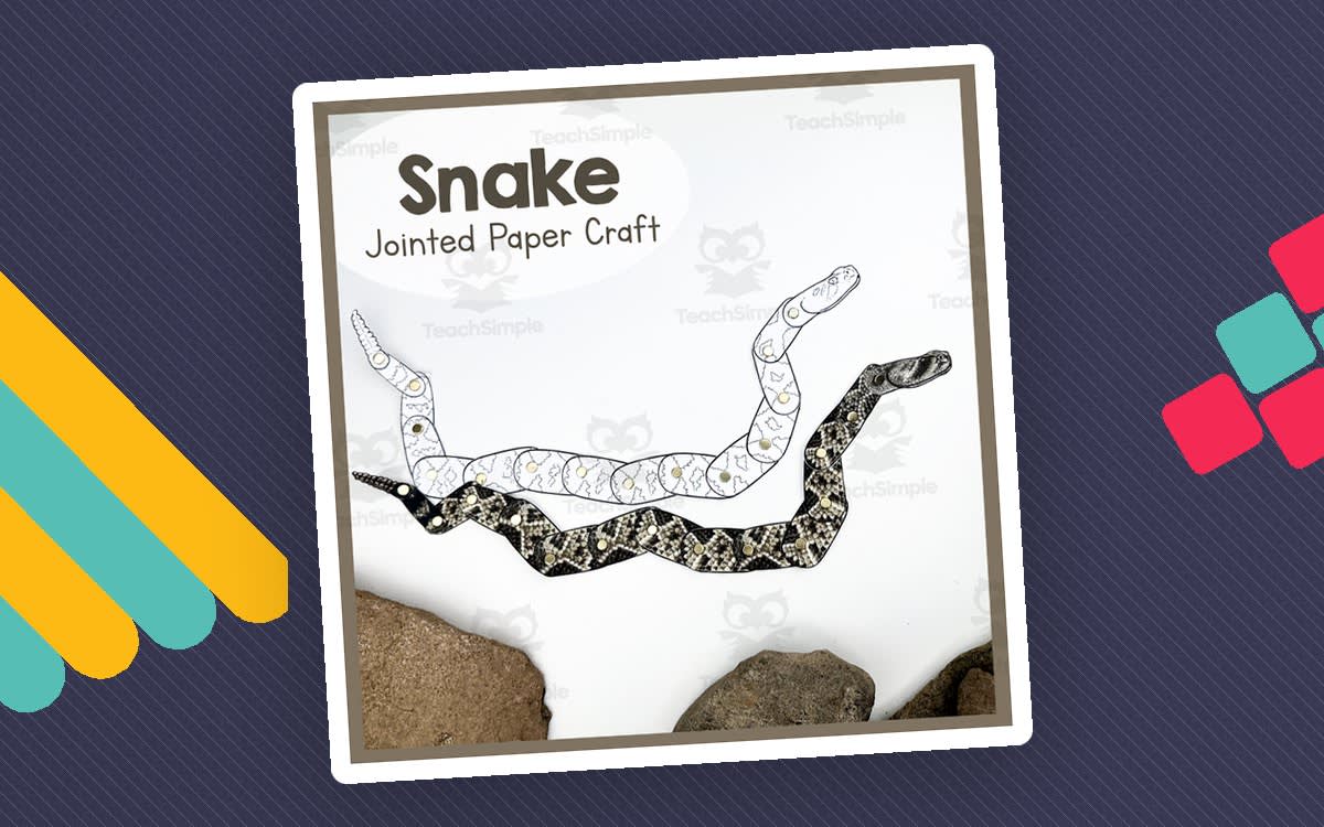 An educational teaching resource from Simply Schoolgirl entitled Snake | Jointed Animal Craft | Articulated Craft downloadable at Teach Simple.