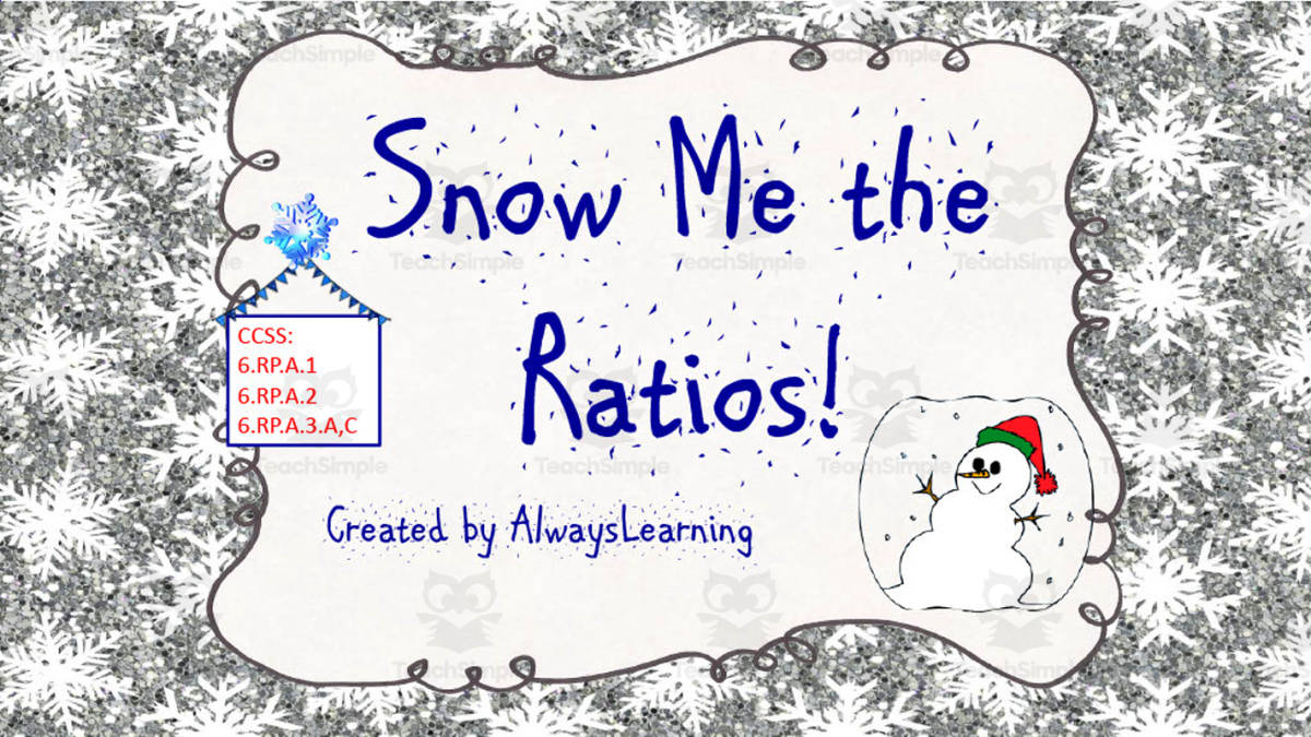 An educational teaching resource from AlwaysLearning entitled Snow Me the Ratios! Math Task Cards downloadable at Teach Simple.