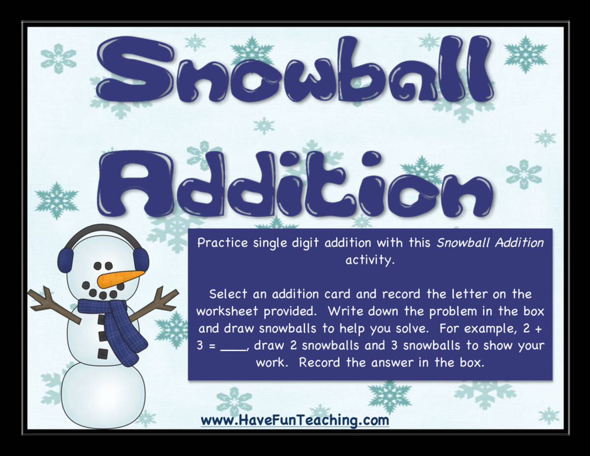 An educational teaching resource from Have Fun Teaching entitled Snowball Addition Activity downloadable at Teach Simple.