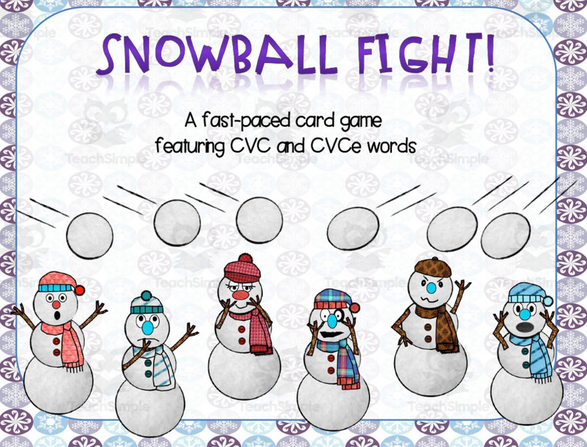 An educational teaching resource from Literacy Life entitled Snowball Fight Long Vowel Card Game downloadable at Teach Simple.