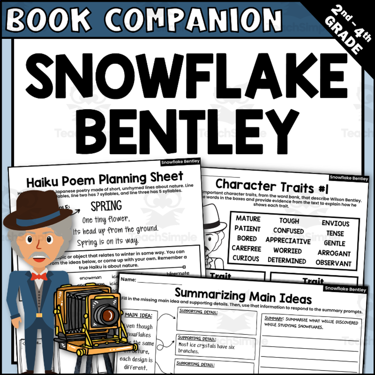 An educational teaching resource from Creatively Gifted entitled Snowflake Bentley Read Aloud Book Companion Activities for IRA downloadable at Teach Simple.
