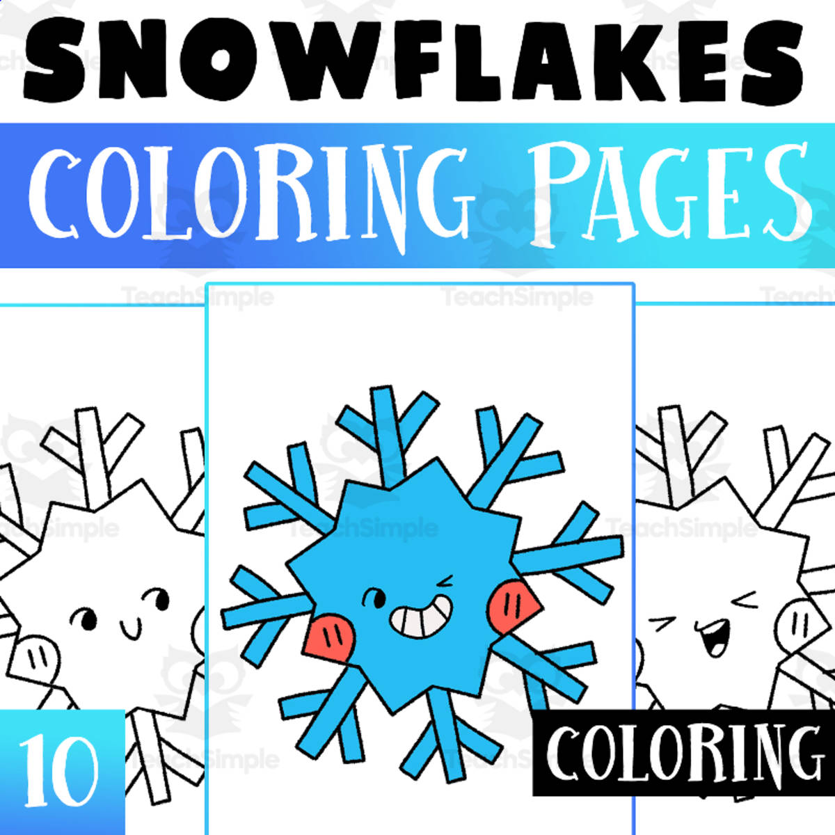 An educational teaching resource from Lapiiin Art Activities entitled Snowflake Coloring Pages Worksheet Activity for Morning Work downloadable at Teach Simple.
