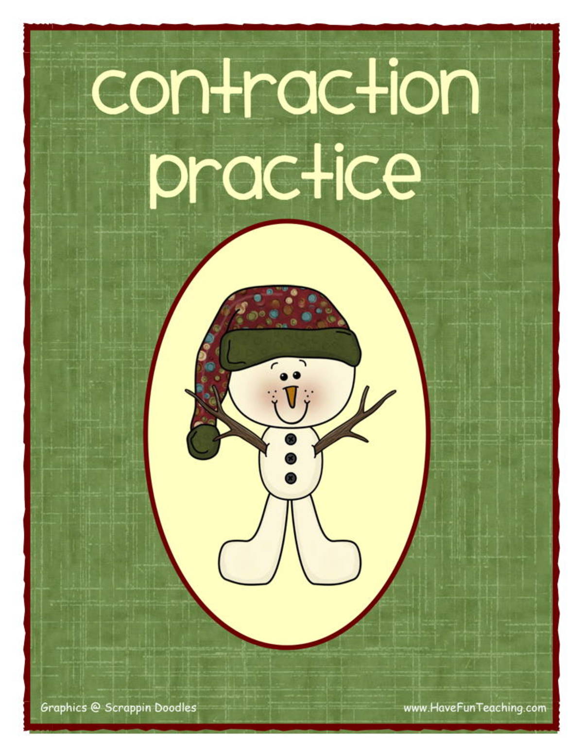 An educational teaching resource from Have Fun Teaching entitled Snowman Contractions Activity downloadable at Teach Simple.