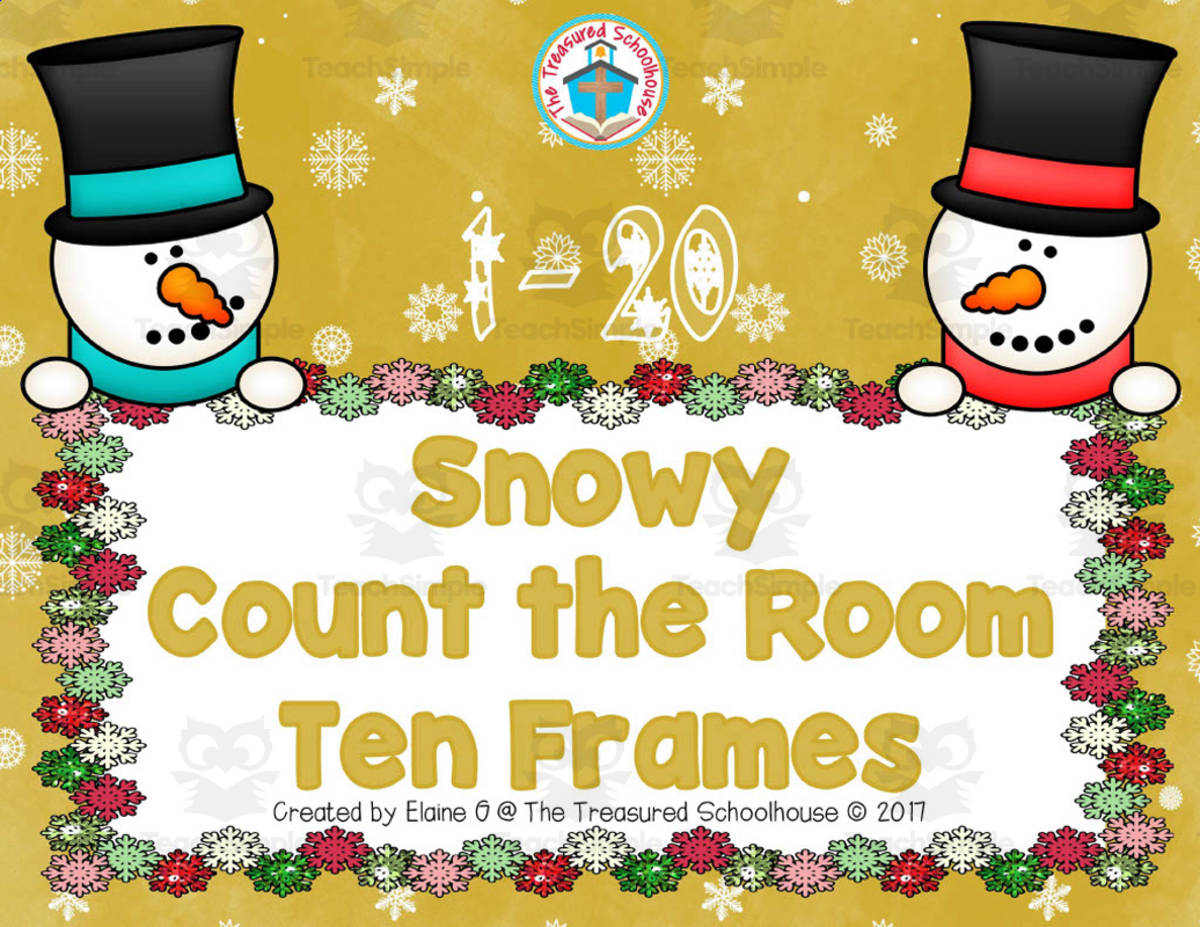 An educational teaching resource from The Treasured Schoolhouse entitled Snowy Count the Room Ten Frames downloadable at Teach Simple.