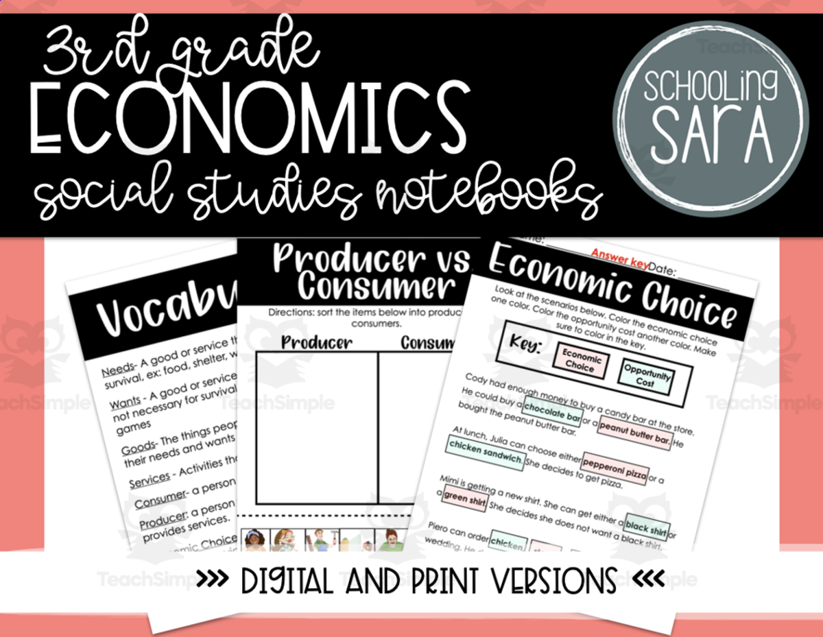 An educational teaching resource from SchoolingSara entitled Social Studies Economics Notebook (VA SOL Aligned) downloadable at Teach Simple.