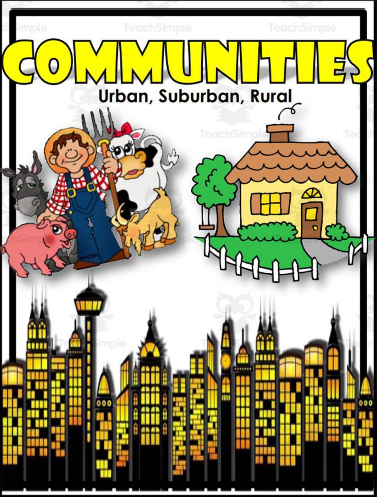 An educational teaching resource from Big Apple Teaching entitled Social Studies: Rural and Urban Communities downloadable at Teach Simple.